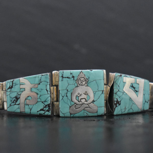 Mantra Tibetan Turquoise Bracelet