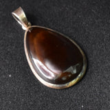 Eye Catching Deep Brown Teardrop Agate Silver Sterling 925 Pendant - Baga Ethnik Living