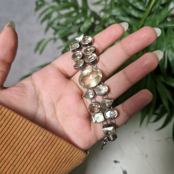 Vintage Sterling Silver Himalayan Faceted Citrine Bracelet - Baga Ethnik Living