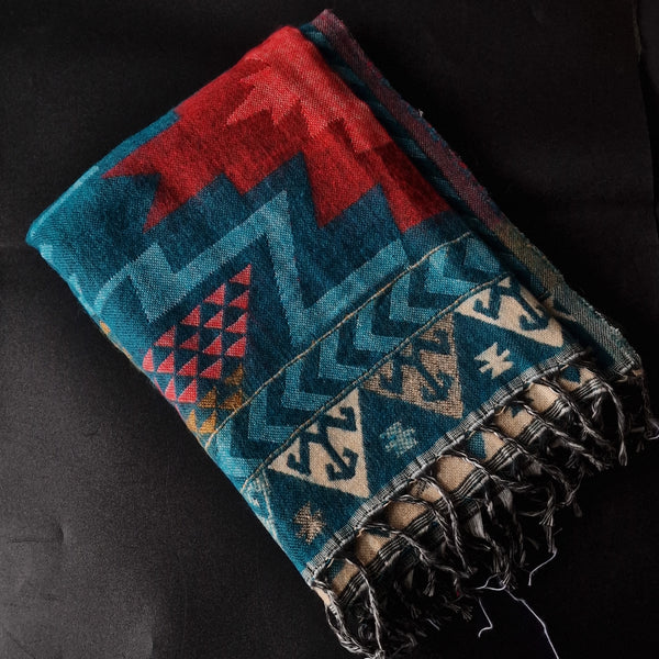 Tibet Yak Wool Shawl - Blue - Baga Ethnik Living