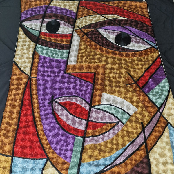Handmade Chain Stitch Rug Picasso Tapestry Wall hanging - Baga Ethnik Living