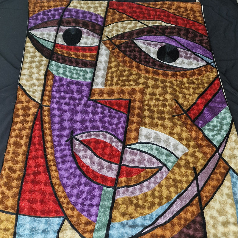 Handmade Chain Stitch Rug Picasso Tapestry Wall hanging - Baga Ethnik Living