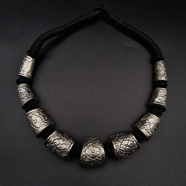Silver Oxidised Charms Tribal Statement Necklace - Baga Ethnik Living