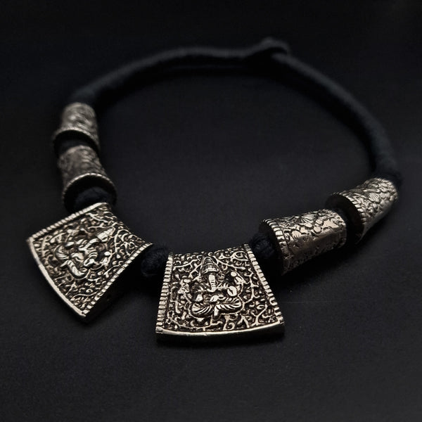Artistic Ethnic Carved Ganesha Pendant Necklace