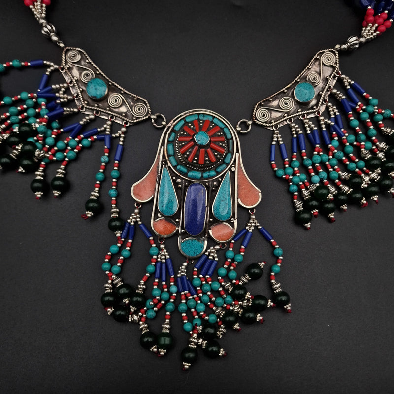Tibetan Tribal Statement Necklace Jewellery Semi Precious Great Gift Idea - Baga Ethnik Living
