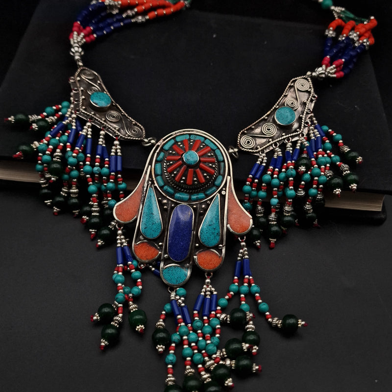 Tibetan Tribal Statement Necklace Jewellery Semi Precious Great Gift Idea - Baga Ethnik Living