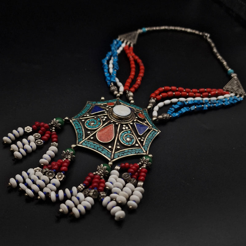 Stunning Ethnic Handcrafted Multi-bead Tibetan Necklace