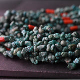 Handmade 14-strand Himalayan green turquoise and coral statement necklace