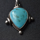 Handmade Tibetan unique turquoise pendant in 925 sterling silver
