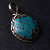 Charming Vintage Turquoise Silver Sterling Pendant - Baga Ethnik Living