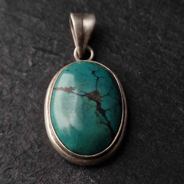 Handcrafted Turquoise Silver Sterling 925 Pendant - Baga Ethnik Living