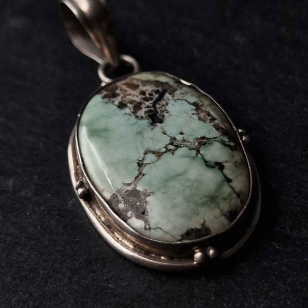 Handmade Vintage Himalayan Silver Turquoise Pendant Jewellery - Baga Ethnik Living