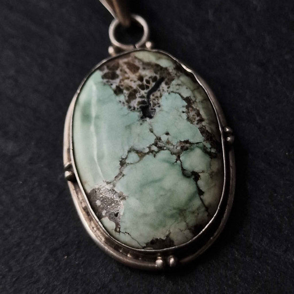 Handmade Vintage Himalayan Silver Turquoise Pendant Jewellery - Baga Ethnik Living