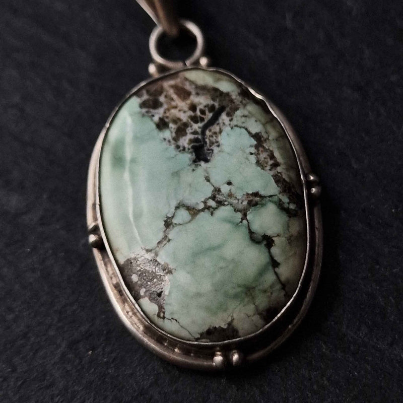 Handmade Vintage Himalayan Silver Turquoise Pendant Jewellery - Baga Ethnik Living