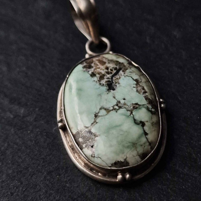 Handmade Vintage Himalayan Silver Turquoise Pendant Jewellery - Baga Ethnik Living