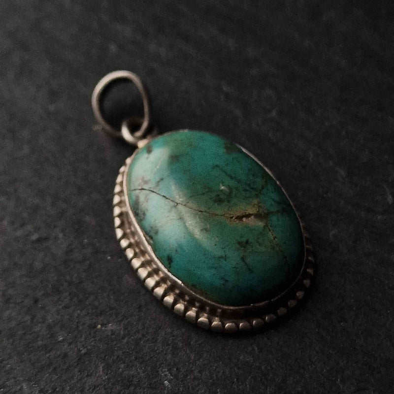 Gorgeous Handcrafted Turquoise Sterling Silver 925 Pendant - Baga Ethnik Living