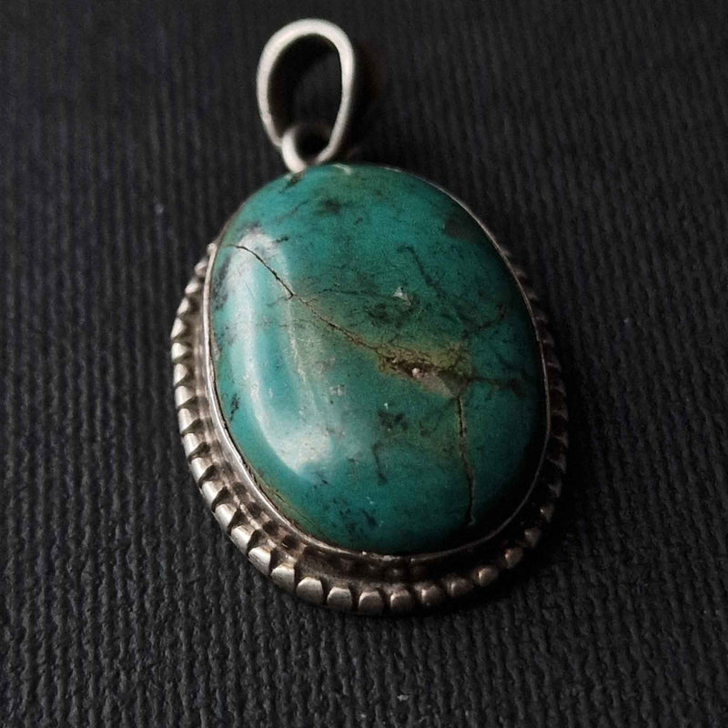 Gorgeous Handcrafted Turquoise Sterling Silver 925 Pendant - Baga Ethnik Living