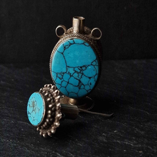 Mid century Turquoise Snuff -Collector Item