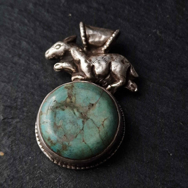 Tibetan Jewellery Handmade Turquoise Pendant - Baga Ethnik Living