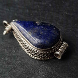 Vintage Tibetan Lapis Lazuli Ghau Pendant – 925 Sterling Silver Amulet