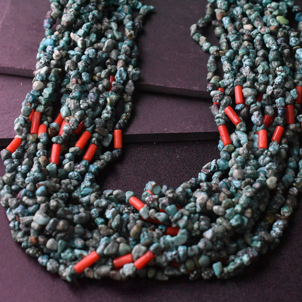 One-Of-A-Kind Ethnic Handmade Nepali Turquoise Coral Necklace - Baga Ethnik Living