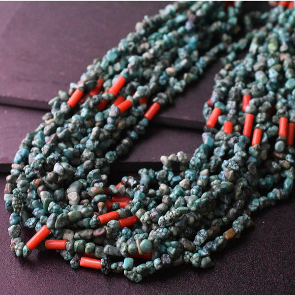 One-Of-A-Kind Ethnic Handmade Nepali Turquoise Coral Necklace - Baga Ethnik Living
