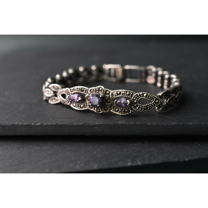 Vintage Sterling Silver Marcasite Bracelets - Baga Ethnik Living