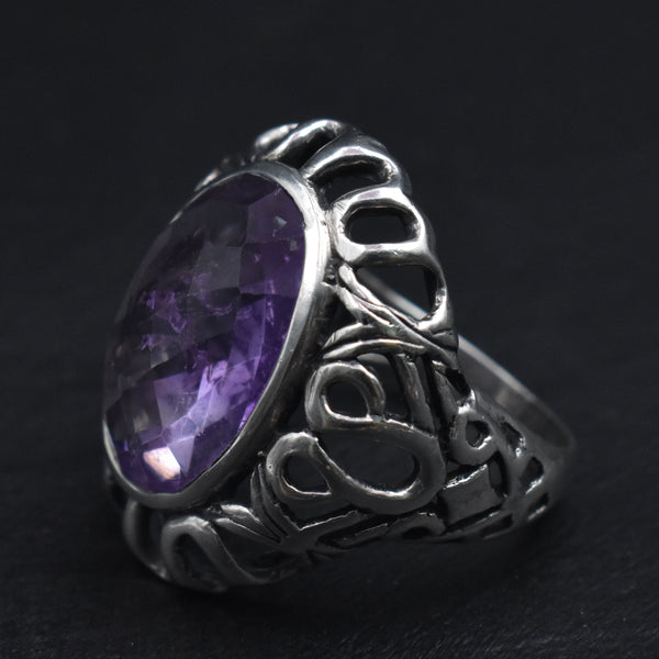 Handmade Himalayan Artisan Amethyst Crystal Ring - Baga Ethnik Living