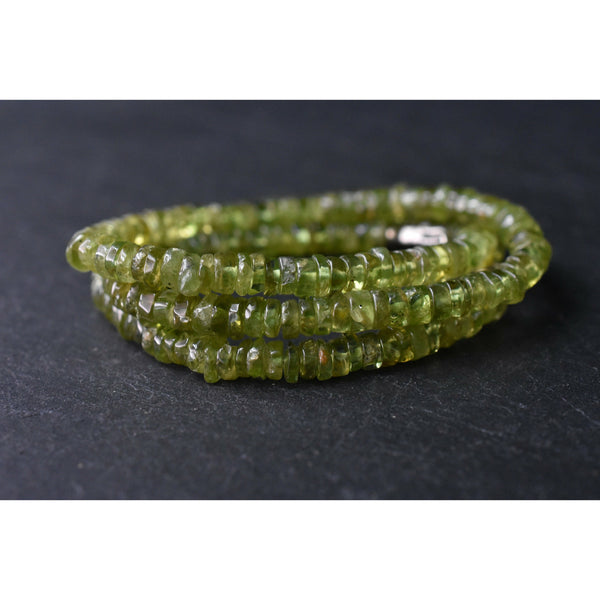 Vibrant Tumbled Peridot Gemstone Disc Beaded Necklace