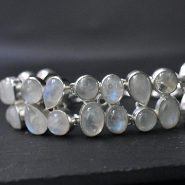 Rainbow Moonstone Blue Fire Bracelet For Sale | Baga Ethnik Living