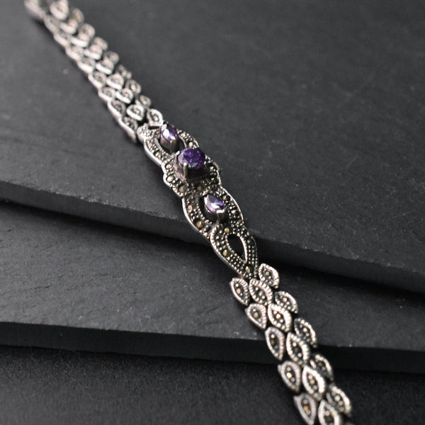 Vintage Sterling Silver Marcasite Bracelets - Baga Ethnik Living