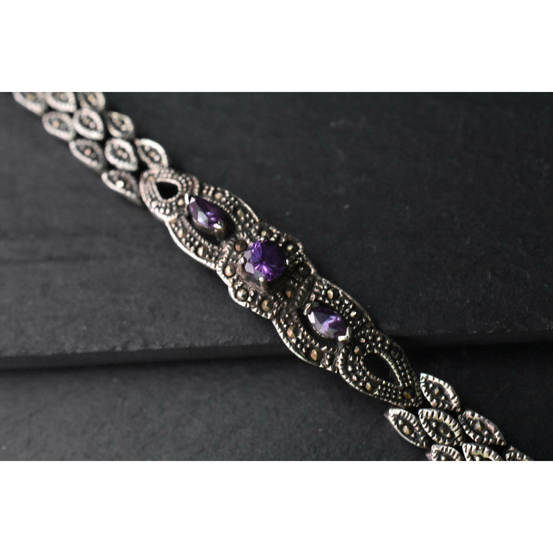 Vintage Sterling Silver Marcasite Bracelets - Baga Ethnik Living