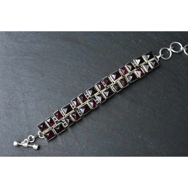 Handmade Unique Garnet Gemstone Silver Sterling 925 Bracelet - Baga Ethnik Living