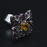 Grandeur Ruby and Citrine Sterling Silver Ring - Baga Ethnik Living