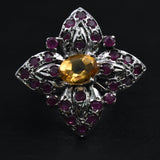 Grandeur Ruby and Citrine Sterling Silver Ring - Baga Ethnik Living