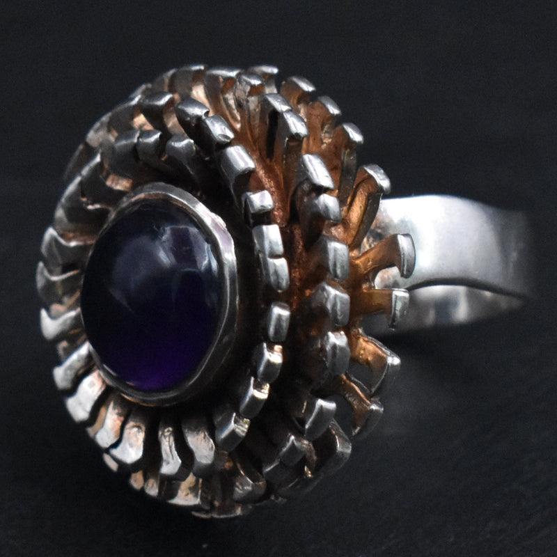 Flower Power Amethyst Crystal Ring - Baga Ethnik Living