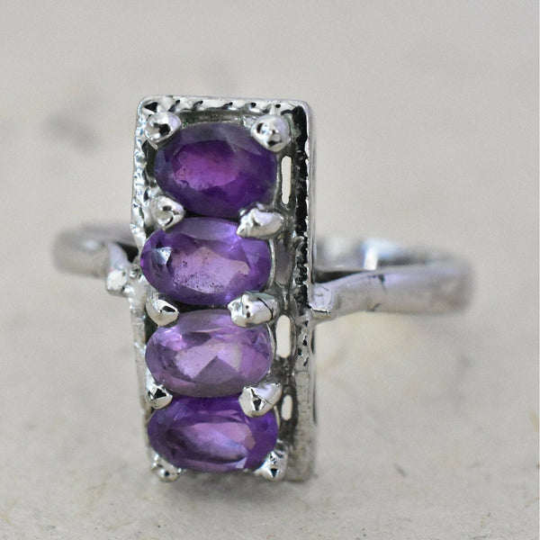 Handmade 925 Silver Sterling Amethyst Ring Gift Idea - Baga Ethnik Living