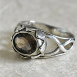 Faceted Smoky Quartz Silver Sterling 925 Ring - Baga Ethnik Living