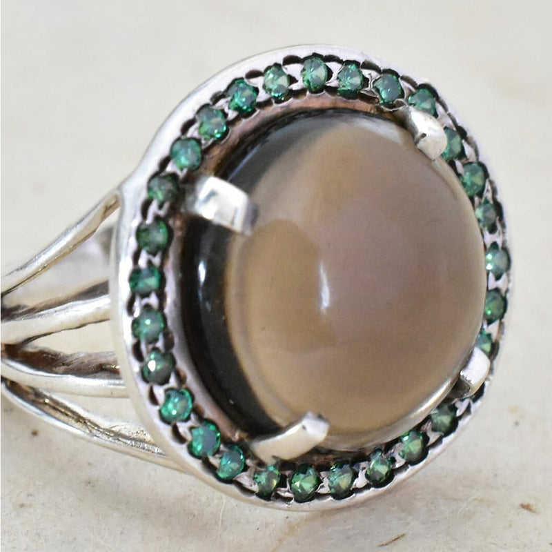 Solitude Grand Smoky Quartz Emerald Ring - Baga Ethnik Living