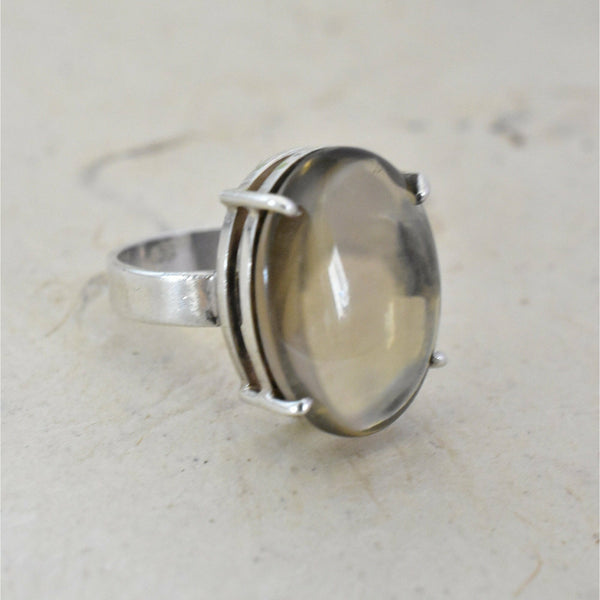 Smoky Quartz Oval Sterling Silver Ring