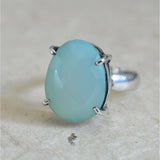 Natural Chrysoprase 925 Silver Sterling Ring - Stone of Venus - Baga Ethnik Living