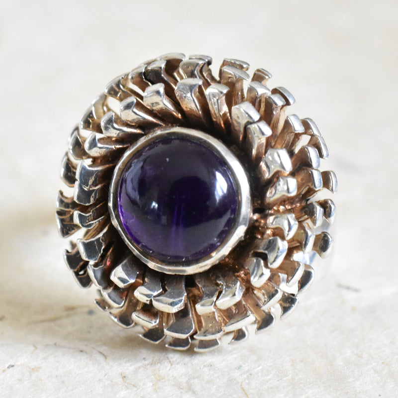 Flower Power Amethyst Crystal Ring - Baga Ethnik Living