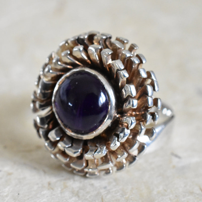 Flower Power Amethyst Crystal Ring - Baga Ethnik Living