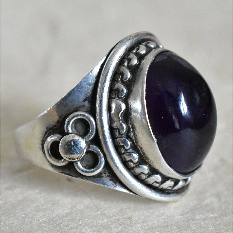 Vintage Design Amethyst Crystal Silver Ring - Perfect Jewellery Gift - Baga Ethnik Living