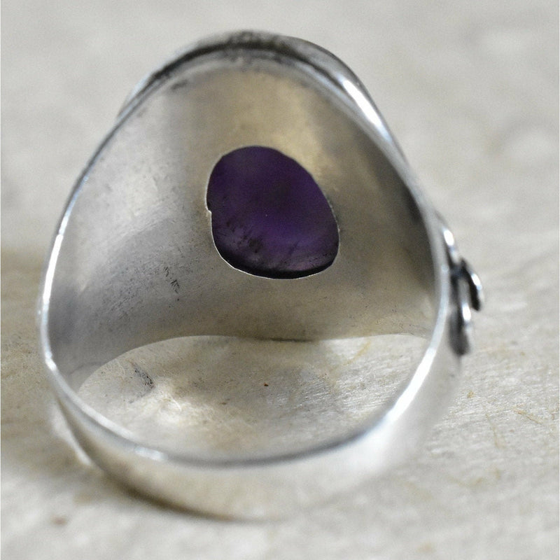 Vintage Design Amethyst Crystal Silver Ring - Perfect Jewellery Gift - Baga Ethnik Living