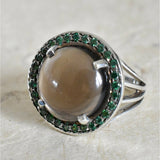 Solitude Grand Smoky Quartz Emerald Ring - Baga Ethnik Living