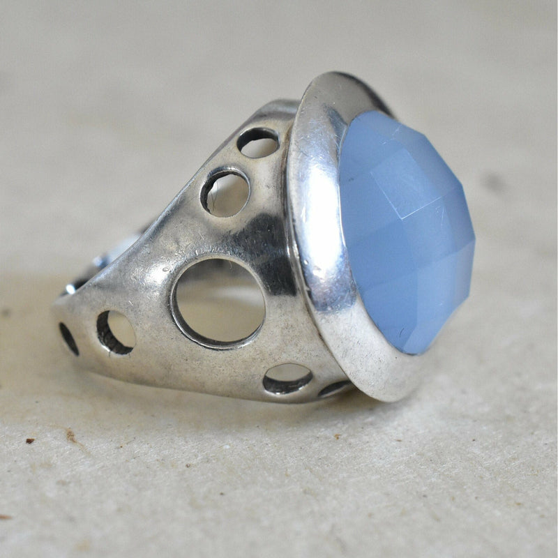 Himalayan Gemstone Aqua Chalcedony Ring - Baga Ethnik Living