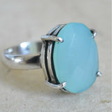 Natural Chrysoprase 925 Silver Sterling Ring - Stone of Venus - Baga Ethnik Living