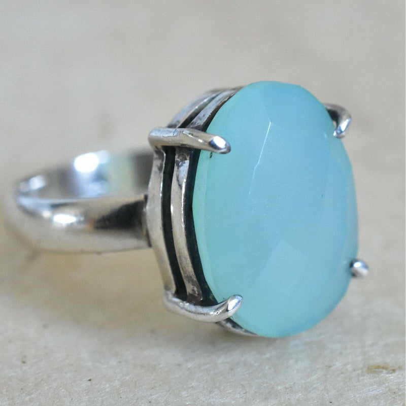 Natural Chrysoprase 925 Silver Sterling Ring - Stone of Venus - Baga Ethnik Living