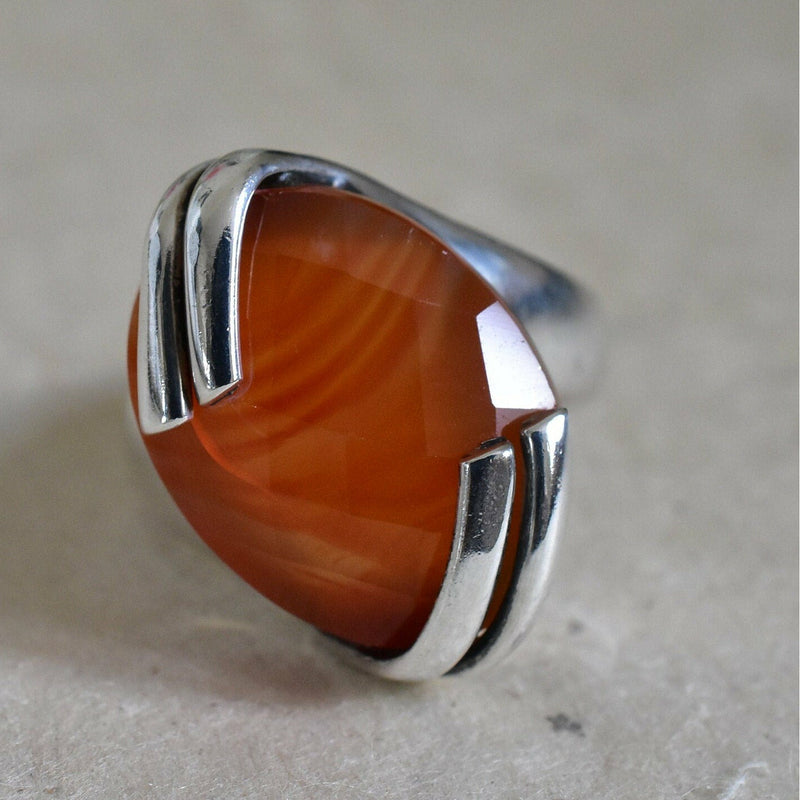 Frenzy Orange Band Agate Ring - Baga Ethnik Living